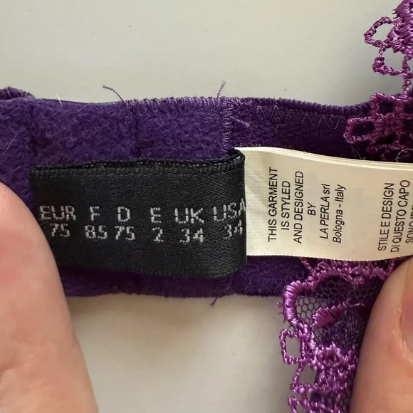 La Perla Lace Bra Royal Purple Sheer 34B - Picture 3 of 10